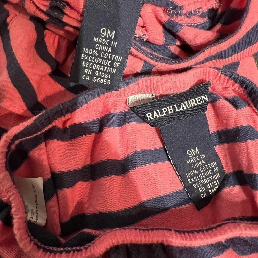 Ralph Lauren dress set. Pink and navy. 9 mos
